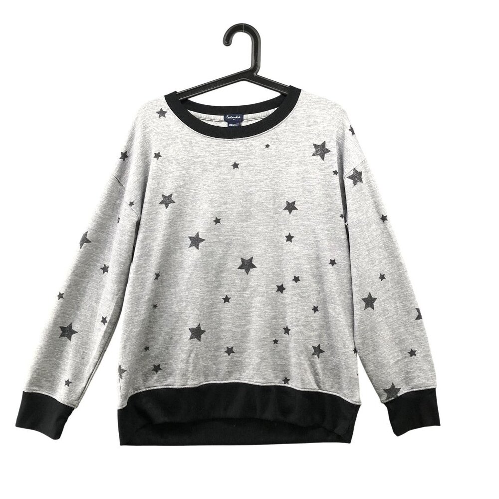 Splendid Lounge Top Pullover Sweatshirt Womens M Soft Gray Star Print Stretchy